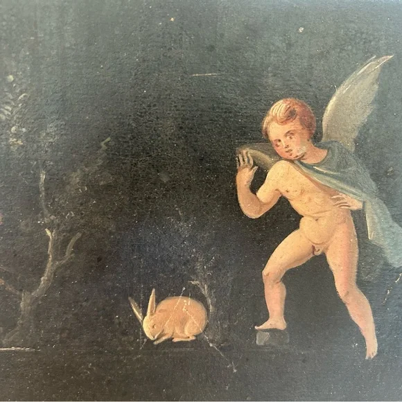 Vintage Cherub and Animal Art Panel - Picture 4 of 6
